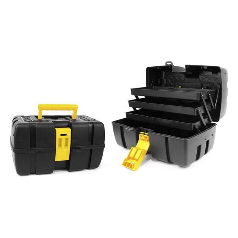 Boîte à outils avec compartiments Bricotech Venise Black Jaune (37 x 23 x 21 cm)