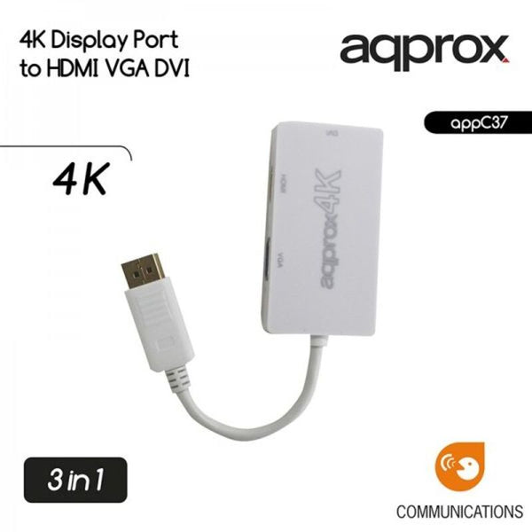 ¡Adaptador de displayport con HDMI ABRES! AISCCI0302 APPEC37 DVI VGA WHITE