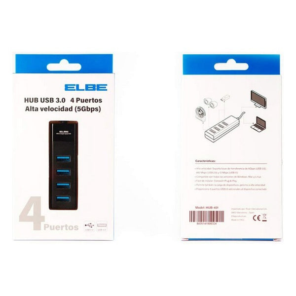 Hub USB 4 Porte 3.0 ELBE Nero