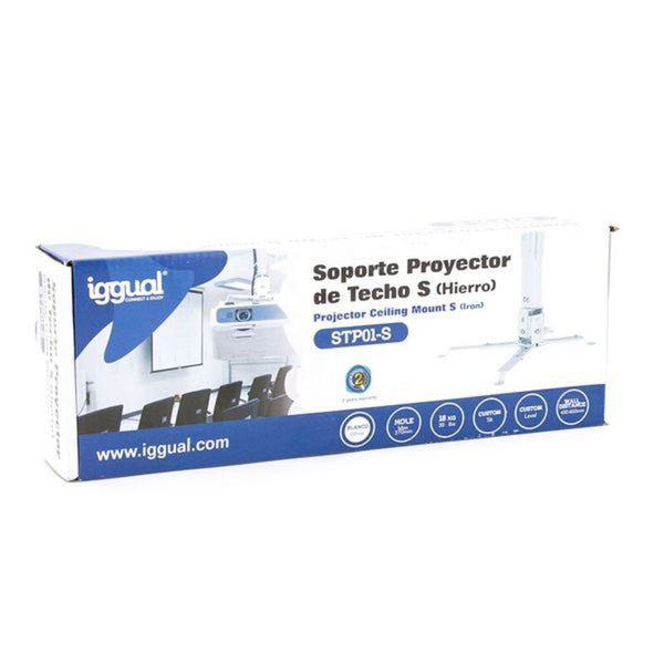 Supporto da Soffitto Inclinabile e Girevole per Proiettore iggual STP01-S IGG314692 -22,5 - 22,5° -15 - 15° Ferro Bianco