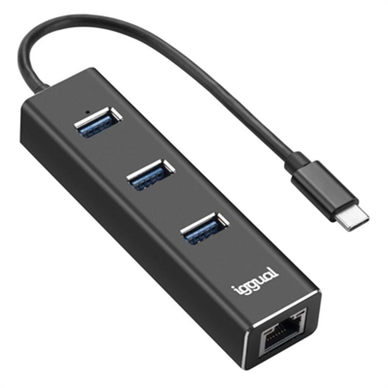 Hub USB 3 ports iggual igg317709 noir