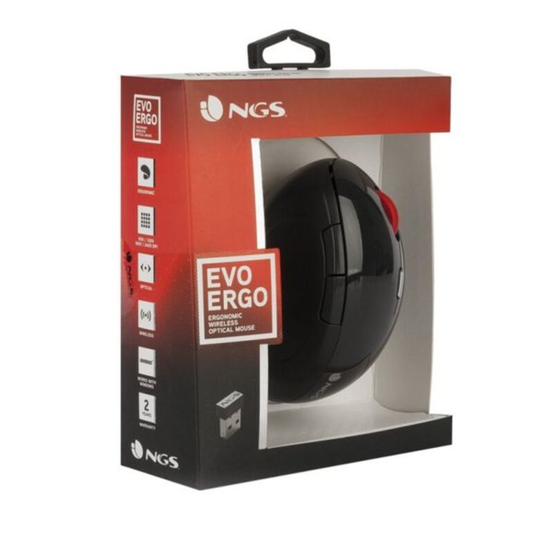 Mouse senza Fili NGS EVOERGO Plug and play Nero