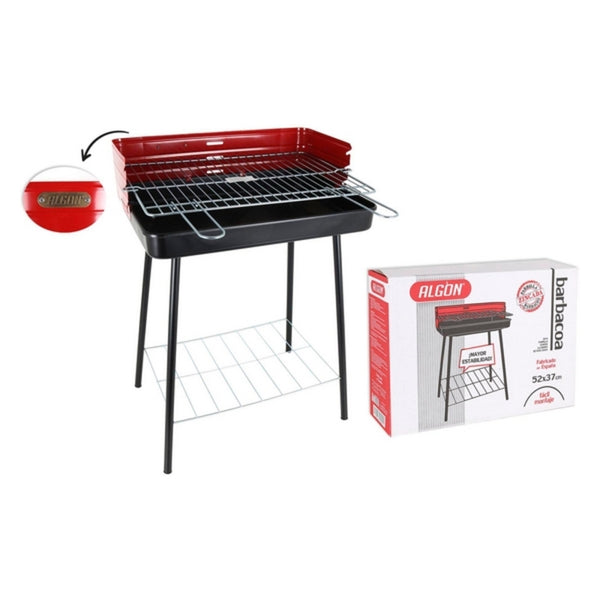 Kohlegrill mit Standbeinen Algon Schwarz Rot (52 x 37 x 71,5 cm) Emaillierter Edelstahl