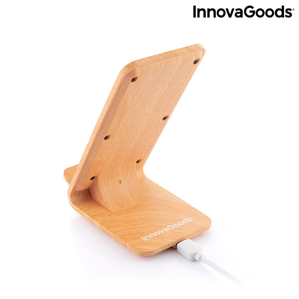 Caricabatterie Senza Fili Effetto Legno con Supporto Qistan InnovaGoods