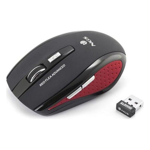 Mouse Ottico Wireless NGS Flea Advanced 800/1600 dpi Nero Rosso