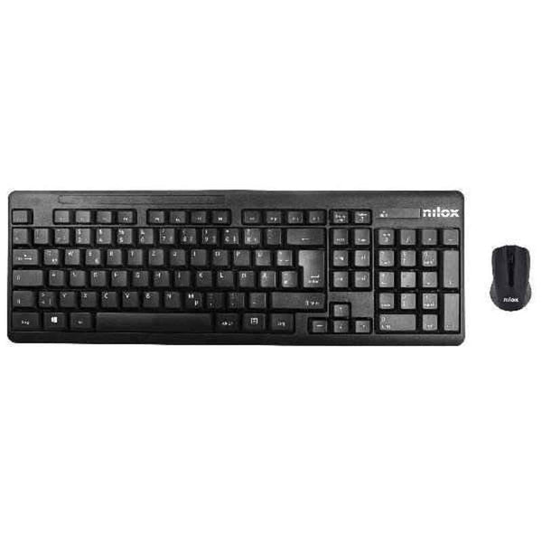 Tastatur mit Maus Nilox Wireless Schwarz