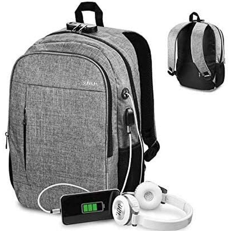 Zaino per PC Portatile e Tablet con Uscita USB Subblim Urban Lock Backpack 16"