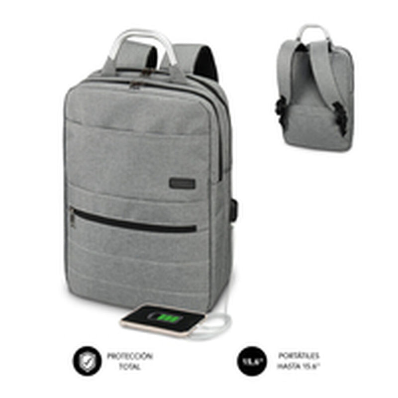 Zaino per PC Portatile e Tablet con Uscita USB Subblim MOCHILA ELITE AIRPADDING 15.6'' GREY