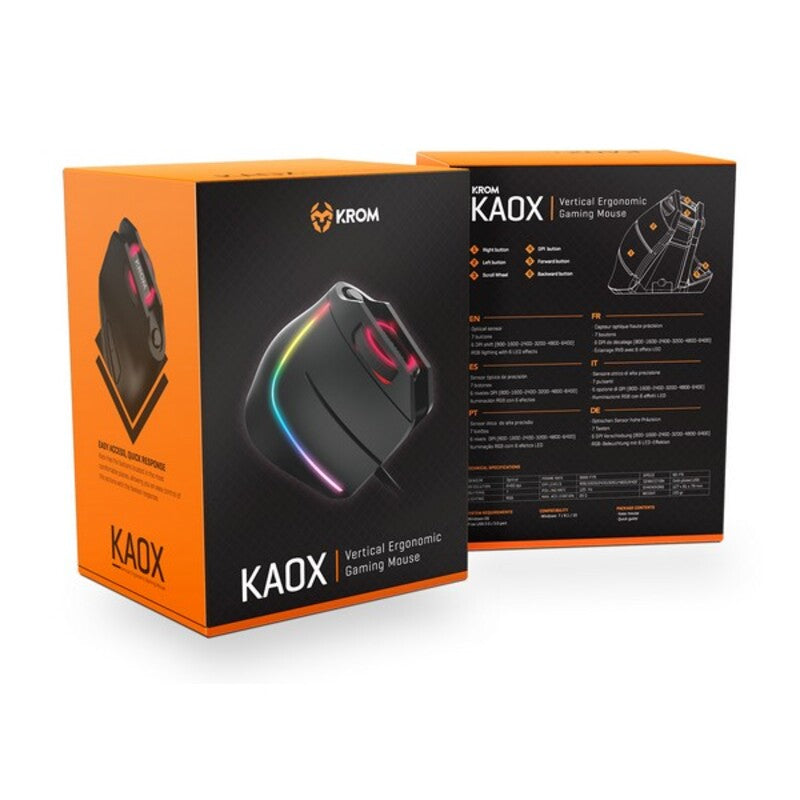 Souris de jeu avec Kom Kom Kox 6400 DPI Black RVB