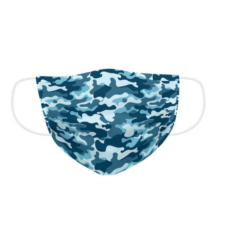 Masque en tissu réutilisable hygiénique Camouflage bleu pour enfants