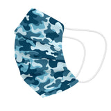 Masque en tissu réutilisable hygiénique Camouflage bleu pour enfants