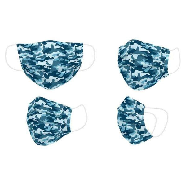 Masque en tissu réutilisable hygiénique Camouflage bleu pour enfants