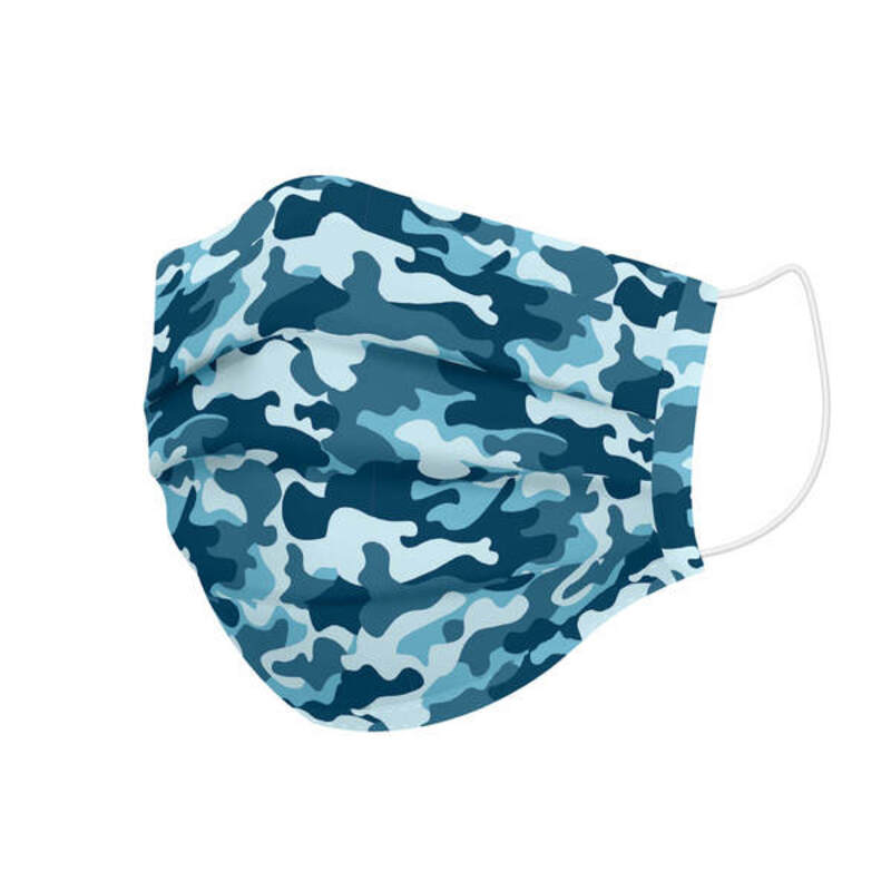 Masque en tissu réutilisable hygiénique Camouflage bleu pour enfants