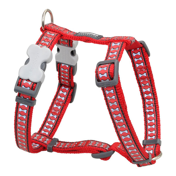 Imbracatura per Cani Red Dingo Rosso Osso Riflettente 37-61 cm