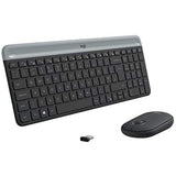 Tastatur mit Drahtloser Maus Logitech MK470 Schwarz (Restauriert B)