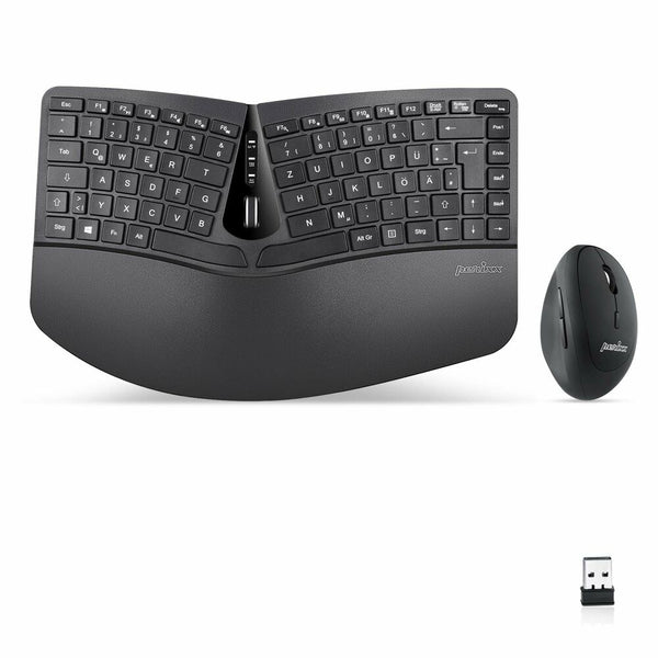 Tastatur mit Drahtloser Maus Periduo-606 Schwarz (Restauriert A)