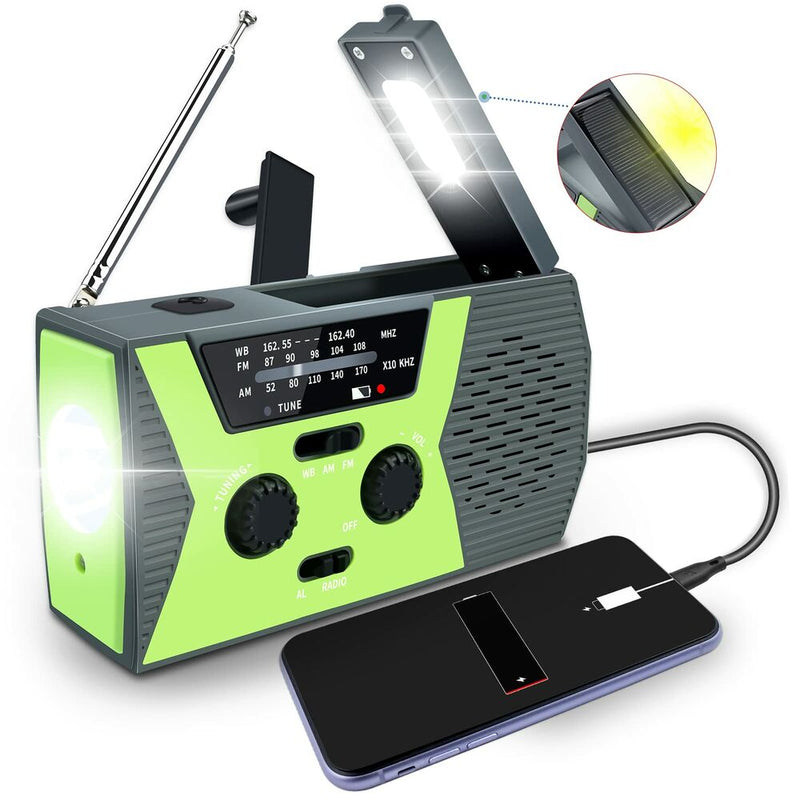 Radio Portatile AM/FM LED USB 4000 mah Verde (Ricondizionati A)