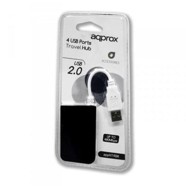 Hub USB 4 Porte approx! APPHT4BK USB 2.0 Nero