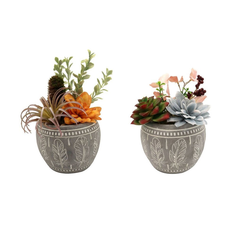 Pianta Decorativa DKD Home Decor Cemento Polietilene (2 pcs) (19 x 19 x 22 cm) - zannishop