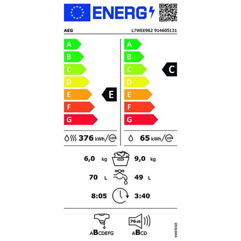 Lavatrice - Asciugatrice Aeg L7WEE962 9kg / 6kg Bianco 1600 rpm