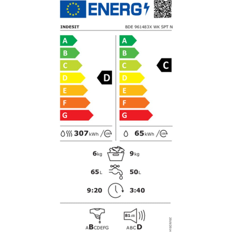 Lavatrice - Asciugatrice Indesit BDE961483XWKSPTN 9kg / 6kg Bianco 1400 rpm