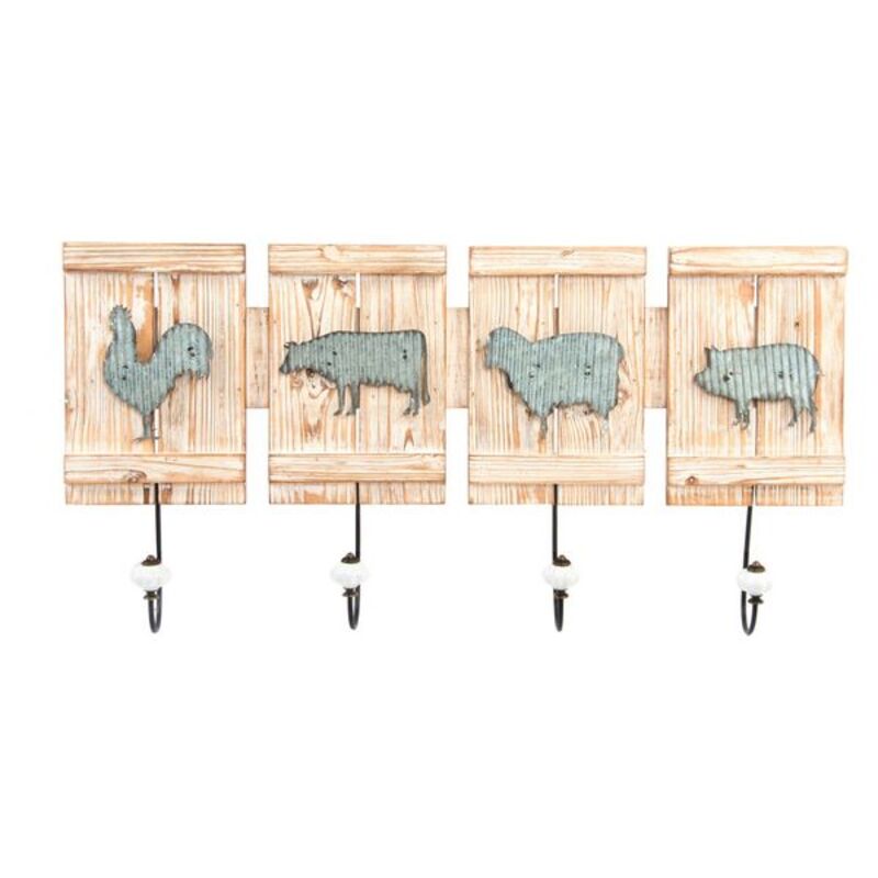 Appendiabiti da parete DKD Home Decor animali Legno Metallo (68 x 33 x 8 cm)