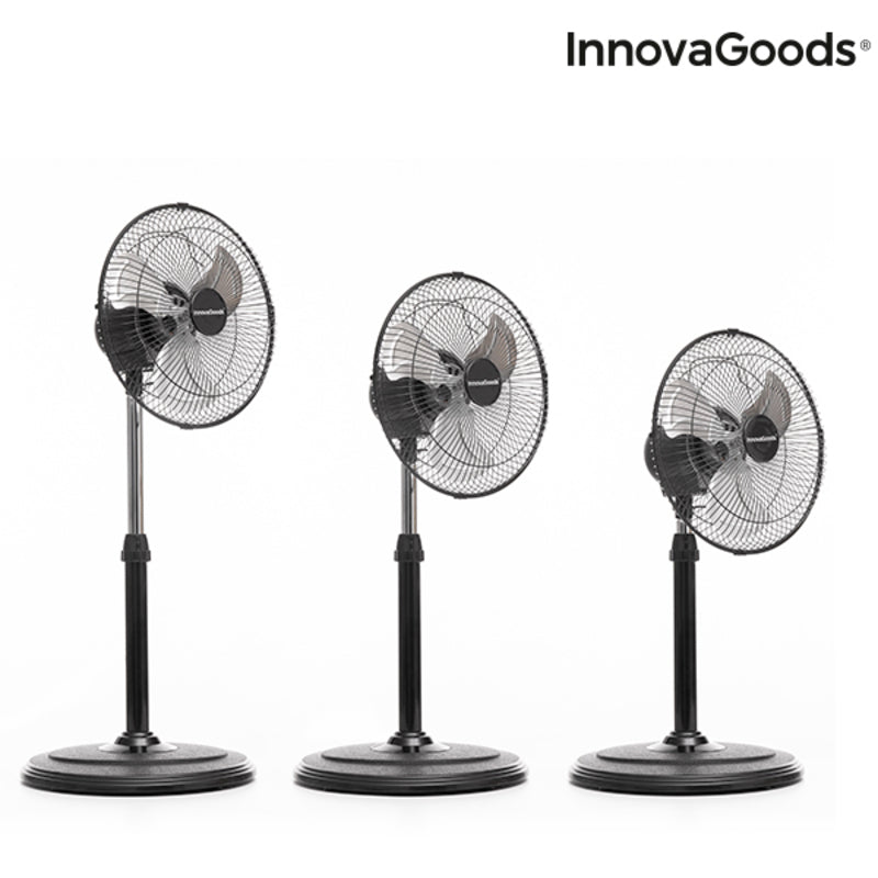 Ventilatore da Terra Oscillante 360° InnovaGoods Ø 30 cm 60W Nero