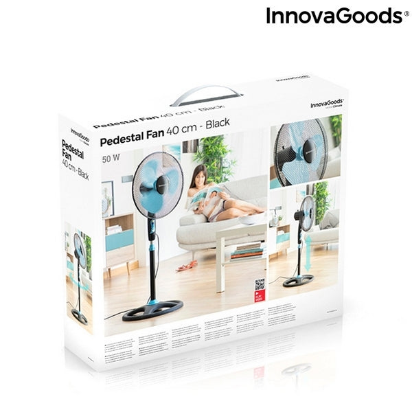 Ventilatore a Piantana InnovaGoods Ø 40 cm 50W Grigio blu