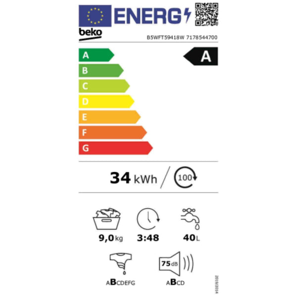 Lavatrice BEKO B5WFT59418W 9 kg 1400 rpm Bianco 9 kg