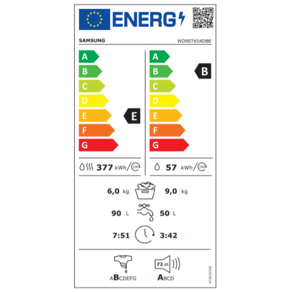 Lavatrice - Asciugatrice Samsung WD90T654DBE 9kg / 6kg 1400 rpm Bianco