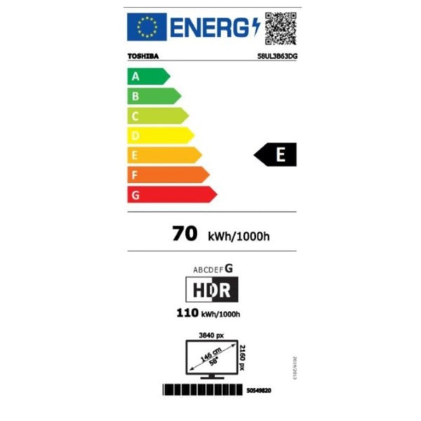 Smart TV Toshiba 58UL3B63DG 58 "4K Ultra HD DLED Wifi Black